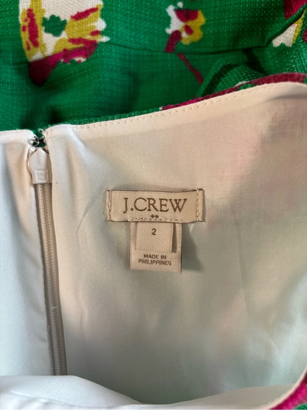 J.Crew Kelly green floral print sleeveless preppy structured sheath dress size 2